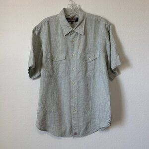 Canterbury New Zealand 100% Linen Short Sleeve Button Up Shirt Men's Size M